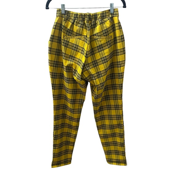 New Size Small Yellow Plaid Punk Grunge Trousers Stripe Pockets Capris Hot Topic - Picture 5 of 7